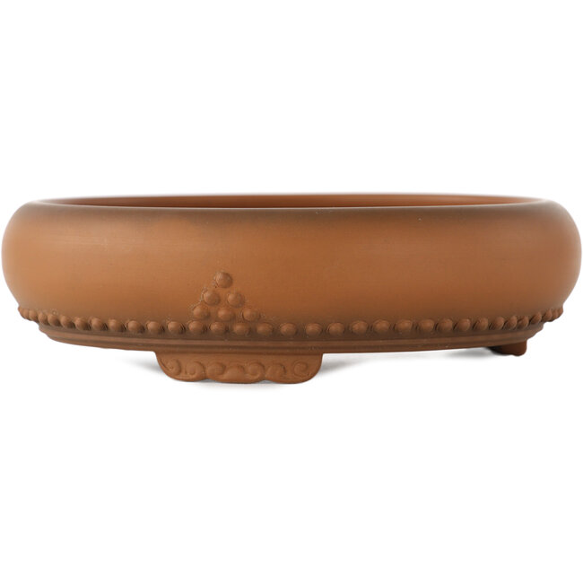 Round unglazed bonsai pot by Bigei - 155 x 155 x 45 mm