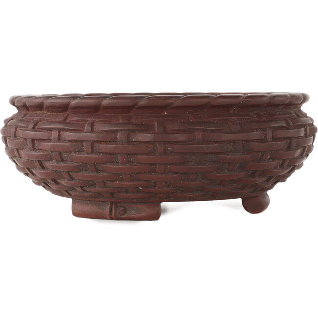 Ronde ongeglazuurde bonsaipot van Bigei - 150 x 150 x 55 mm