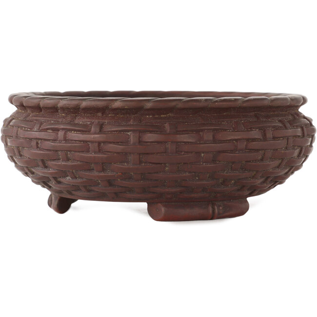 Ronde ongeglazuurde bonsaipot van Bigei - 150 x 150 x 55 mm