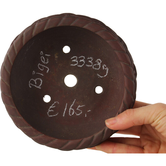 Maceta para bonsái redonda sin esmaltar de Bigei - 150 x 150 x 55 mm