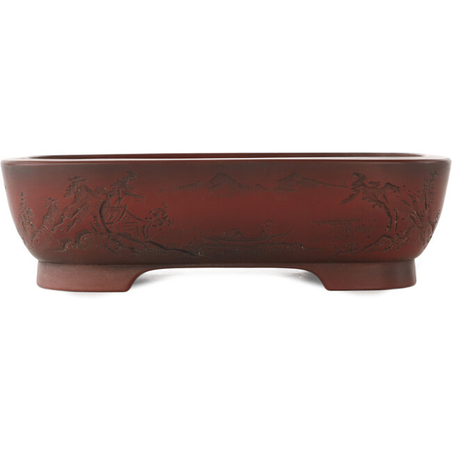 Rectangular unglazed bonsai pot by Bigei - 193 x 150 x 50 mm
