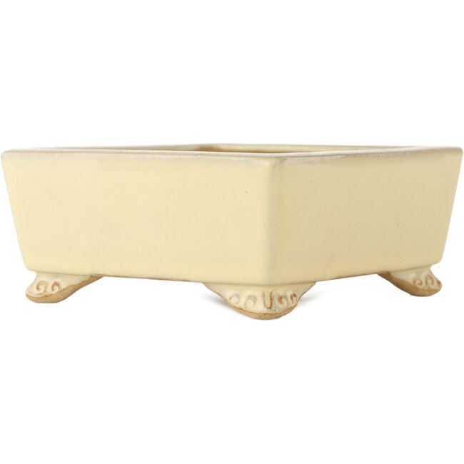 Square off-white bonsai pot by Ikkou - 145 x 140 x 60 mm