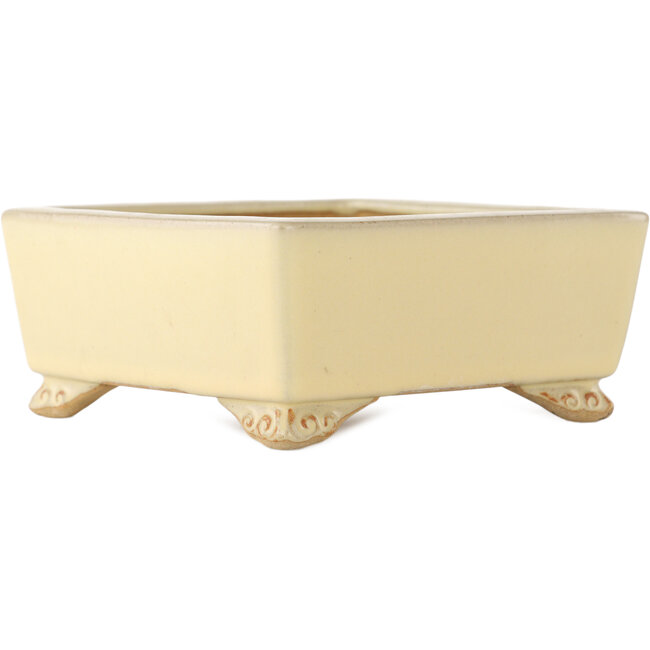 Pot à bonsaï carré blanc cassé par Ikkou - 145 x 140 x 60 mm