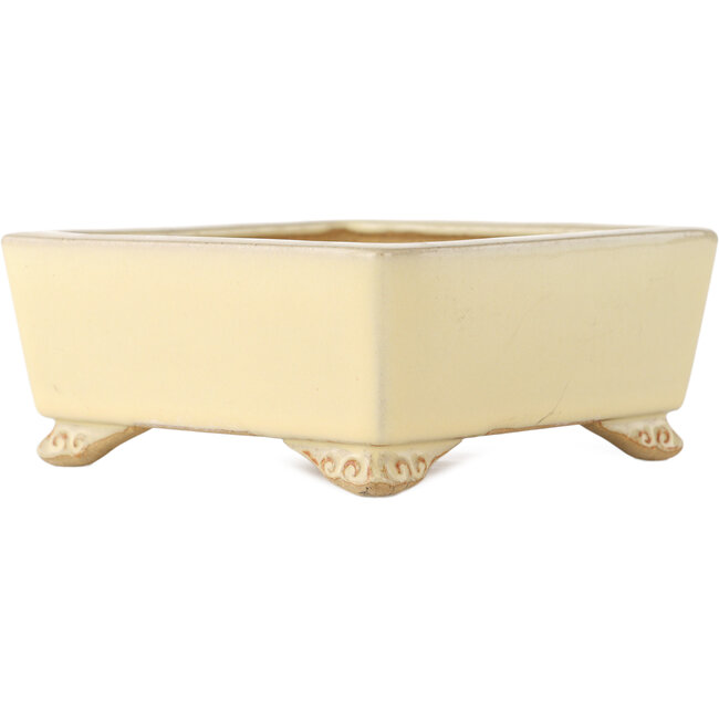 Pot à bonsaï carré blanc cassé par Ikkou - 145 x 140 x 60 mm