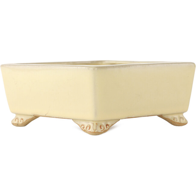 Vaso bonsai quadrato bianco sporco di Ikkou - 145 x 140 x 60 mm