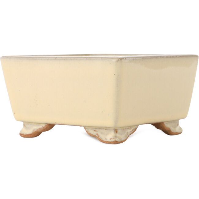 Pot à bonsaï carré blanc cassé par Ikkou - 130 x 127 x 70 mm