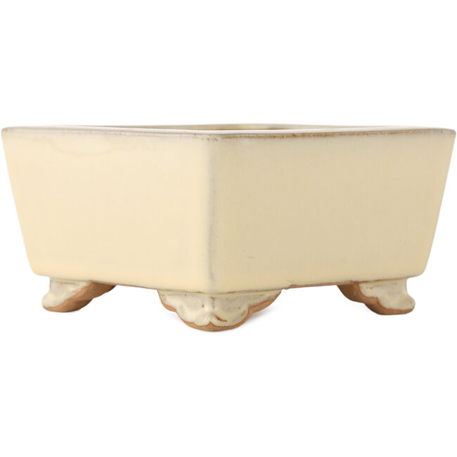 Pot à bonsaï carré blanc cassé par Ikkou - 130 x 127 x 70 mm
