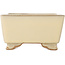 Vierkante bonsaipot in gebroken wit van Ikkou - 130 x 127 x 70 mm