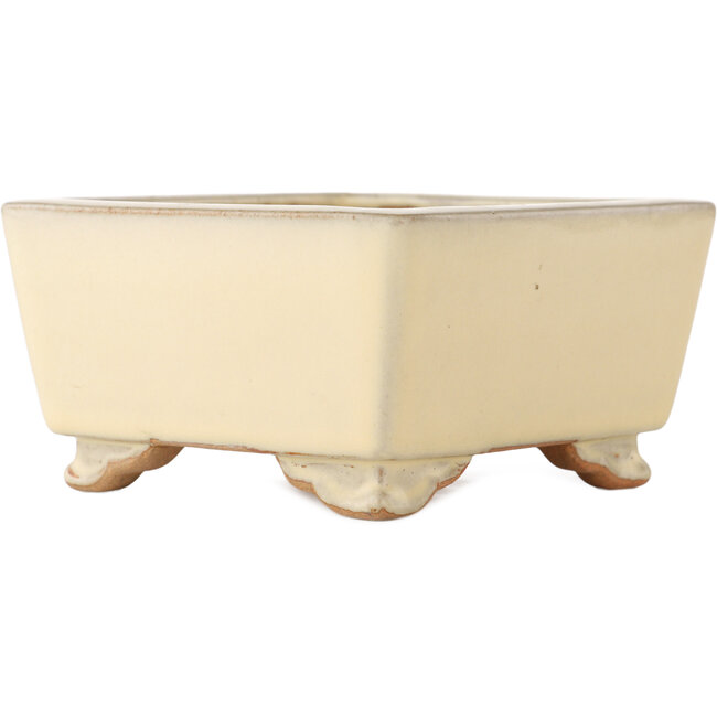 Square off-white bonsai pot by Ikkou - 130 x 127 x 70 mm
