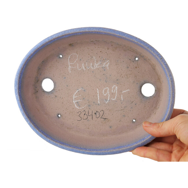 Oval blue bonsai pot by Fuka - 210 x 165 x 50 mm