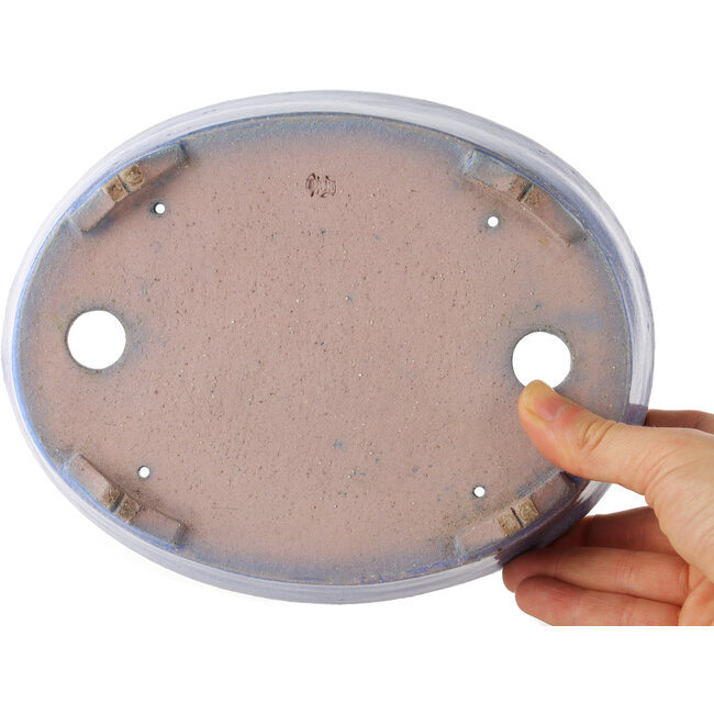 Oval blue bonsai pot by Fuka - 210 x 165 x 50 mm