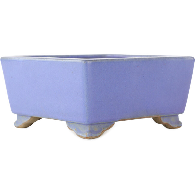 Square blue bonsai pot by Ikkou - 145 x 145 x 70 mm