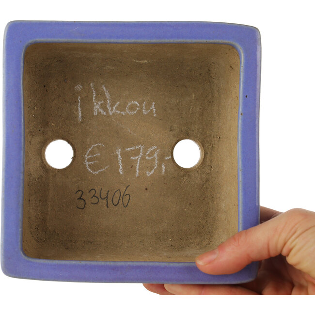 Pot à bonsaï carré bleu par Ikkou - 145 x 145 x 70 mm
