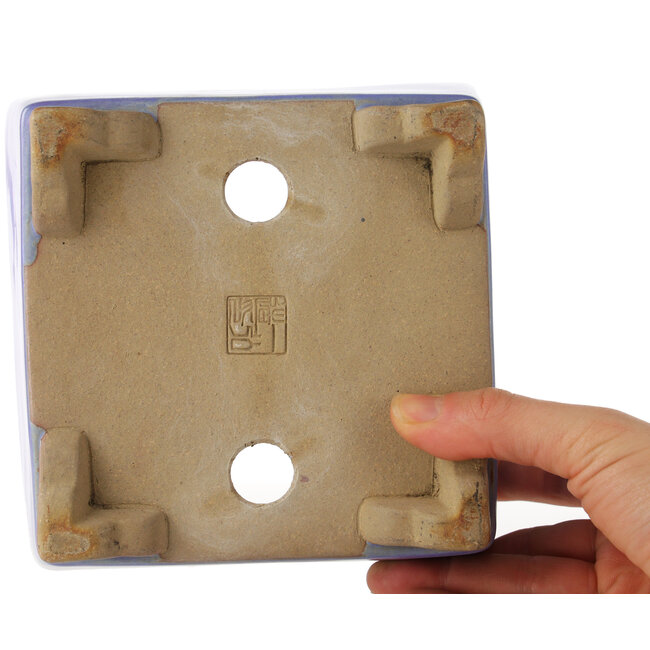 Square blue bonsai pot by Ikkou - 145 x 145 x 70 mm