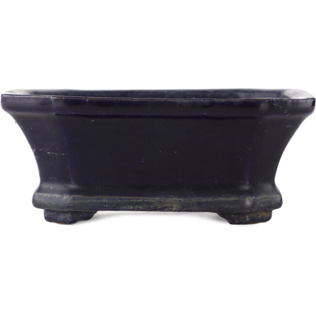Rectangular blue bonsai pot by Shuhou - 140 x 110 x 55 mm