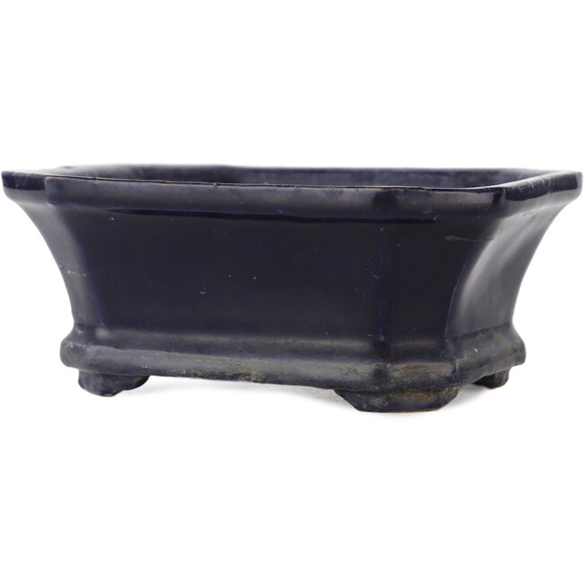 Maceta rectangular azul para bonsái de Shuhou - 140 x 110 x 55 mm