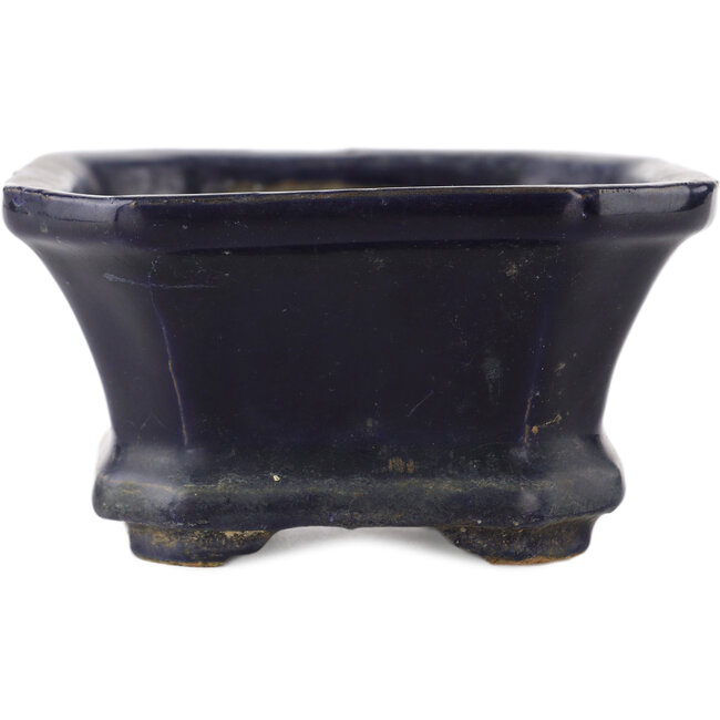 Rectangular blue bonsai pot by Shuhou - 140 x 110 x 55 mm