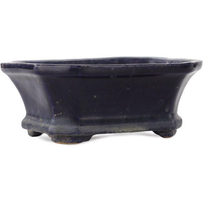 Rechteckiger blauer Bonsai-Topf von Shuhou - 140 x 110 x 55 mm