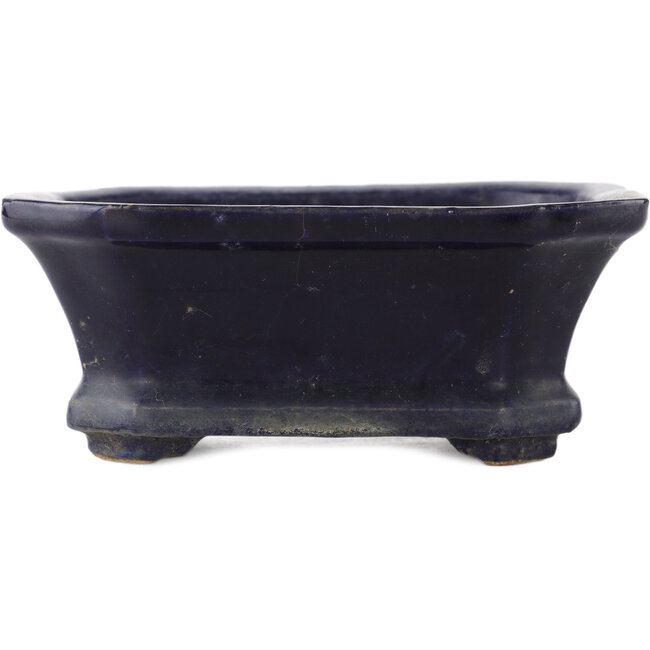 Pot à bonsaï rectangulaire bleu de Shuhou - 140 x 110 x 55 mm