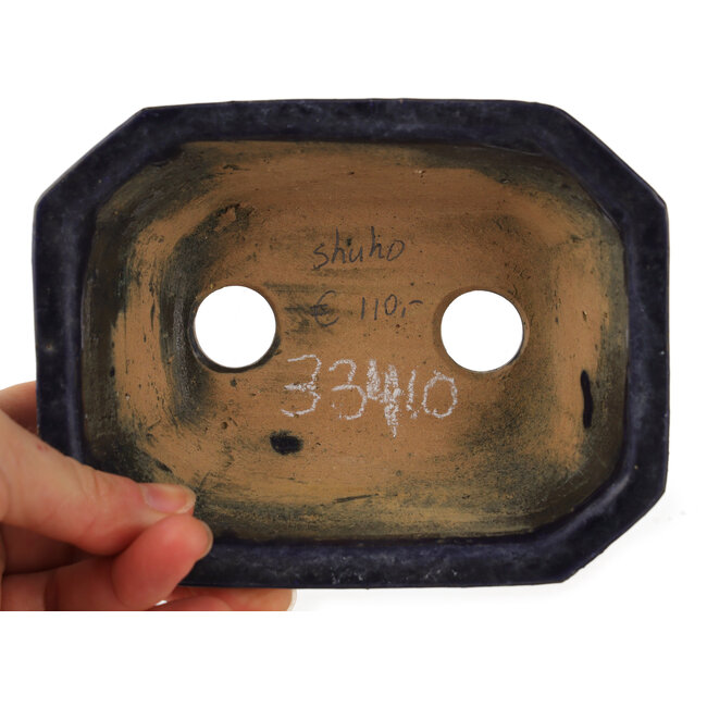Pot à bonsaï rectangulaire bleu de Shuhou - 140 x 110 x 55 mm