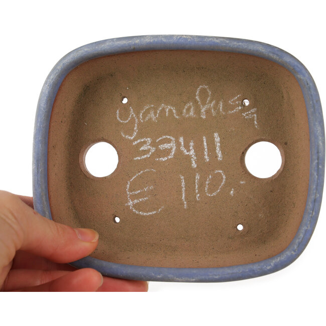 Rectangular blue bonsai pot by Yamafusa - 135 x 115 x 35 mm