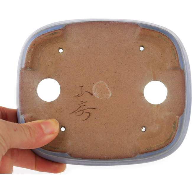 Maceta rectangular azul para bonsái de Yamafusa - 135 x 115 x 35 mm