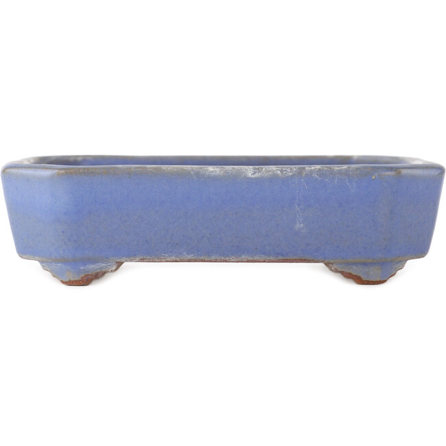 Rectangular blue bonsai pot by Yamafusa - 135 x 110 x 35 mm