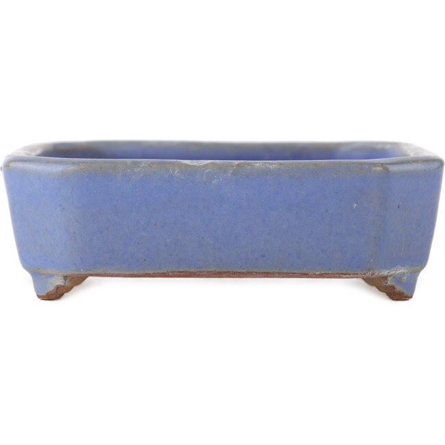 Pot à bonsaï rectangulaire bleu de Yamafusa - 135 x 110 x 35 mm