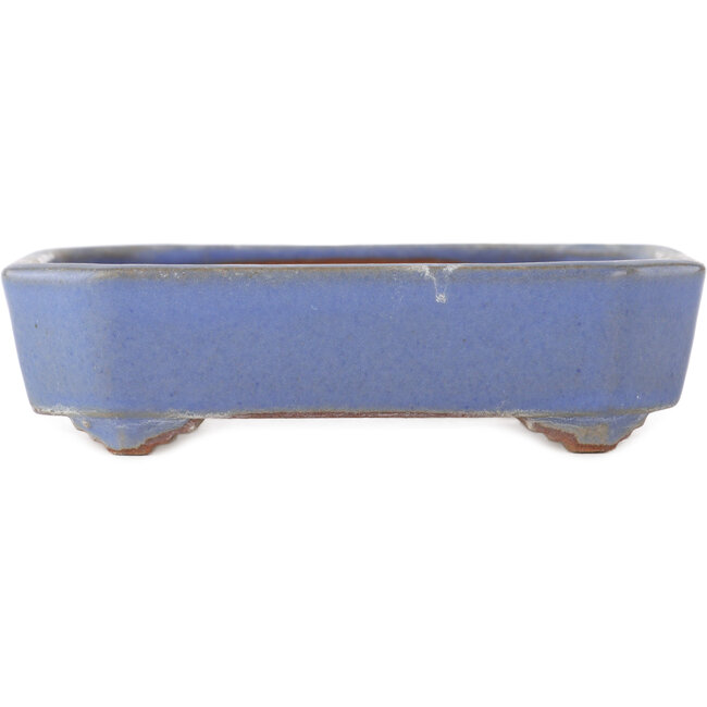 Rectangular blue bonsai pot by Yamafusa - 135 x 110 x 35 mm
