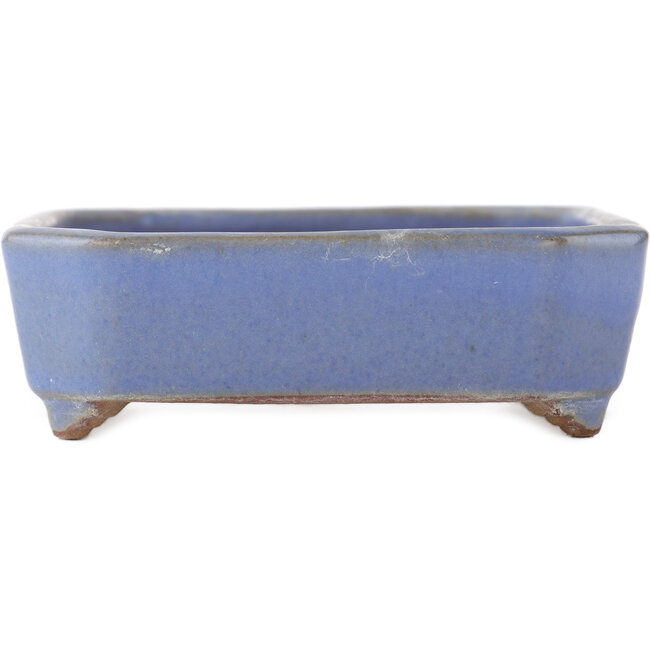 Rectangular blue bonsai pot by Yamafusa - 135 x 110 x 35 mm