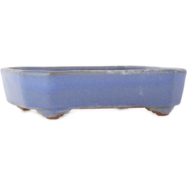 Pot à bonsaï rectangulaire bleu de Yamafusa - 135 x 110 x 35 mm