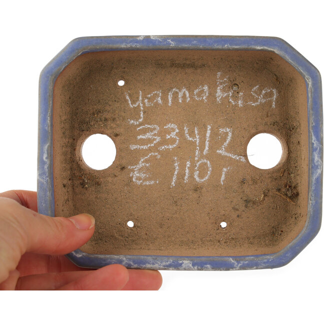 Pot à bonsaï rectangulaire bleu de Yamafusa - 135 x 110 x 35 mm