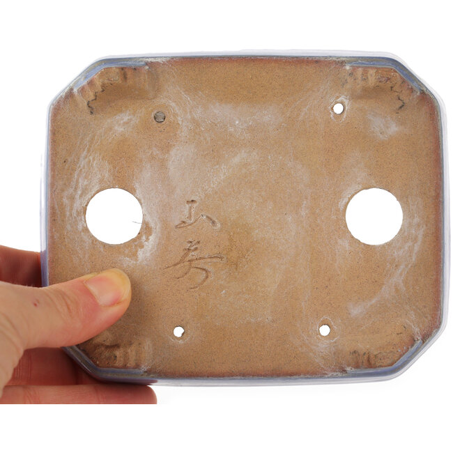 Pot à bonsaï rectangulaire bleu de Yamafusa - 135 x 110 x 35 mm