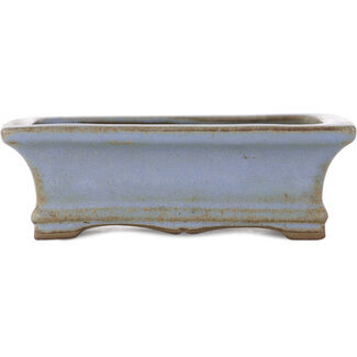  Yamaaki 120 mm rectangular blue bonsai pot by Yamaaki, Tokoname, Japan