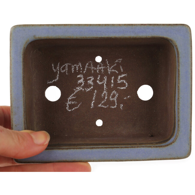 Pot à bonsaï rectangulaire bleu de Yamaaki - 120 x 90 x 40 mm
