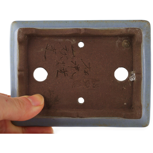 Pot à bonsaï rectangulaire bleu de Yamaaki - 120 x 90 x 40 mm