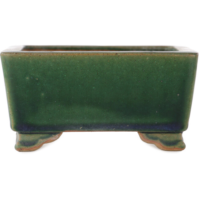Square green bonsai pot by Ikkou - 145 x 145 x 70 mm