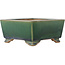 Square green bonsai pot by Ikkou - 145 x 145 x 70 mm