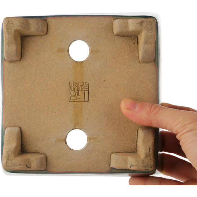 Pot à bonsaï carré vert par Ikkou - 145 x 145 x 70 mm