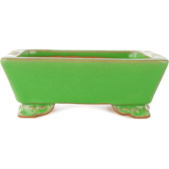 Rectangular green bonsai pot by Eime Yozan - 198 x 145 x 55 mm
