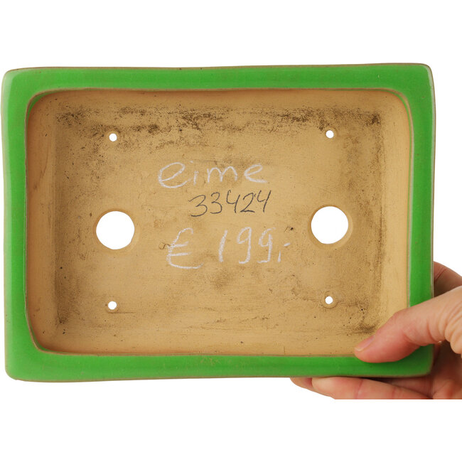 Maceta rectangular verde para bonsái de Eime Yozan - 198 x 145 x 55 mm