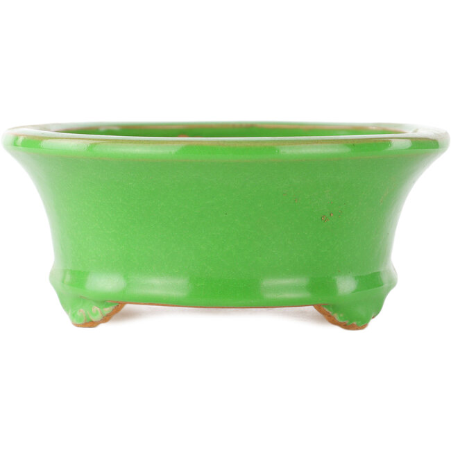 Ovale groene bonsai pot van Eime Yozan - 210 x 165 x 70 mm