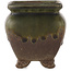 Pot à bonsaï carré marron et vert - 70 x 70 x 75 mm