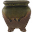 Pot à bonsaï carré marron et vert - 70 x 70 x 75 mm