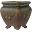 Pot à bonsaï carré marron et vert - 70 x 70 x 75 mm
