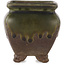 Pot à bonsaï carré marron et vert - 70 x 70 x 75 mm