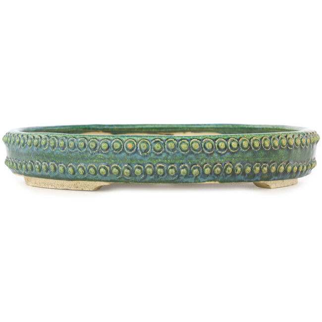 Vaso bonsai rotondo verde di Echizen - 263 x 263 x 45 mm