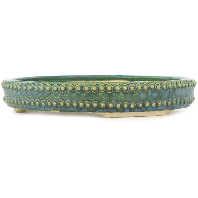 Maceta para bonsái redonda verde de Echizen - 263 x 263 x 45 mm