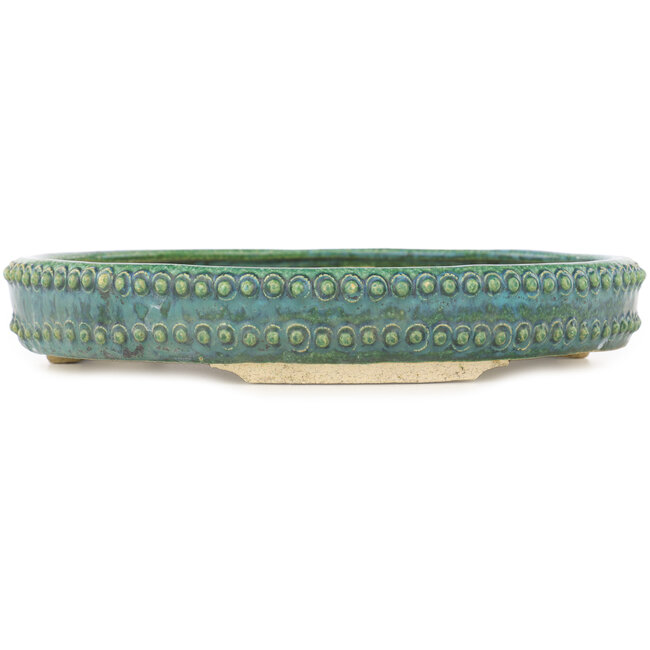 Pot à bonsaï rond vert par Echizen - 263 x 263 x 45 mm