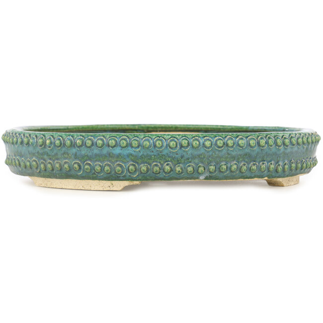 Pot à bonsaï rond vert par Echizen - 263 x 263 x 45 mm